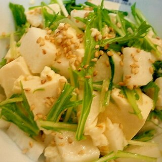 水菜と豆腐の塩サラダ